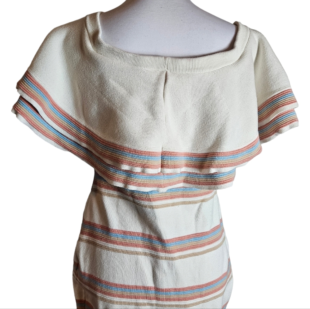 Endless Rose Striped Off Shoulder Ruffle Collar Sweater Dress Sz Large Coquette - Picture 8 of 16